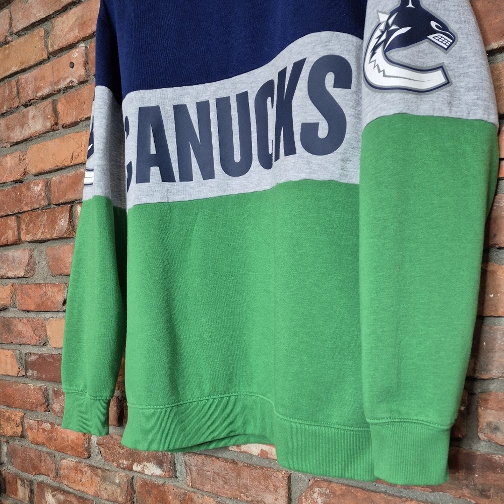 Vancouver Canucks NHL Colourblock Crewneck Sweatshirt Hockey Pullover Apparel M - Picture 3 of 11